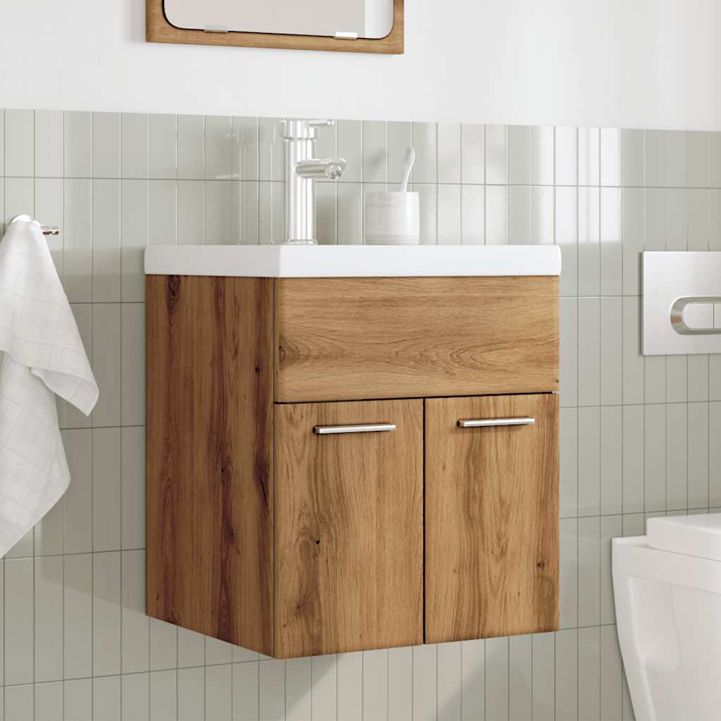 vidaXL Meuble de salle de bain 2 pcs Bois d'ingénierie Chêne Artisan