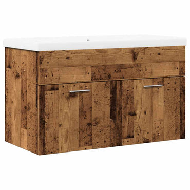 vidaXL Meuble de salle de bain 2 pcs aspect bois récupéré, bois d'ingénierie