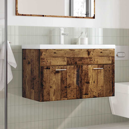 vidaXL Meuble de salle de bain 2 pcs aspect bois récupéré, bois d'ingénierie