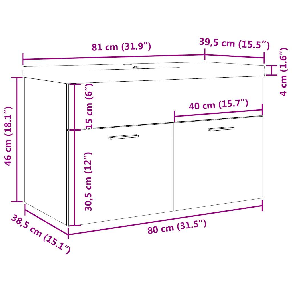 vidaXL 2-tlg. Badmöbel-Set Artisan-Eiche Holzwerkstoff