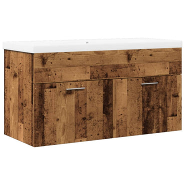 Meuble de salle de bain avec lavabo intégré aspect bois de récupération vidaXL