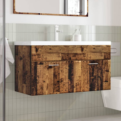 Meuble de salle de bain avec lavabo intégré aspect bois de récupération vidaXL