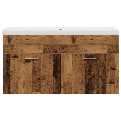 Meuble de salle de bain avec lavabo intégré aspect bois de récupération vidaXL
