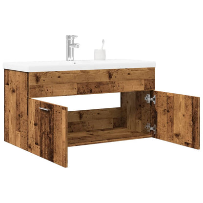 Meuble de salle de bain avec lavabo intégré aspect bois de récupération vidaXL