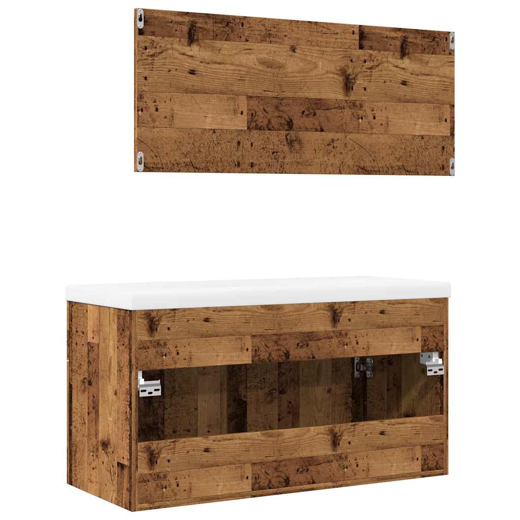 vidaXL Ensemble de meubles de salle de bain 3 pièces en aggloméré aspect bois de récupération
