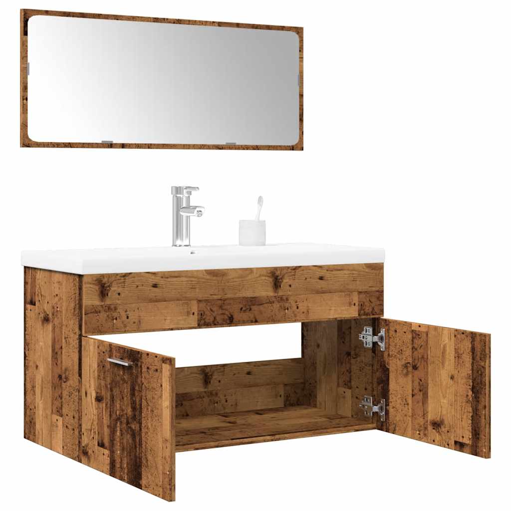 vidaXL Ensemble de meubles de salle de bain 3 pièces en aggloméré aspect bois de récupération