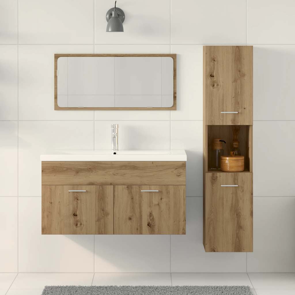 vidaXL Ensemble de meubles de salle de bain 3 pcs Chêne artisan HPL