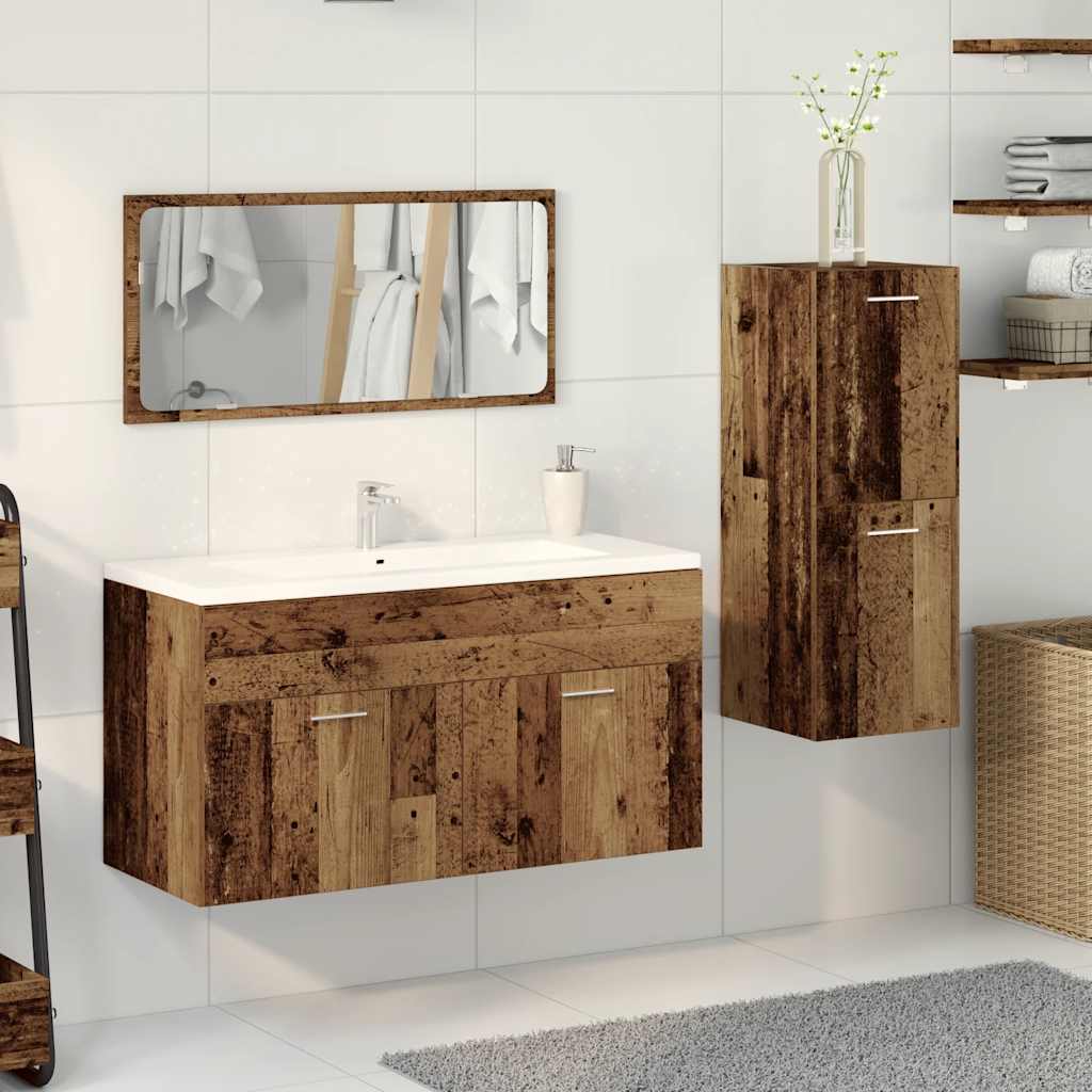 vidaXL 3-tlg. Badmöbel-Set Altholz-Optik Holzwerkstoff