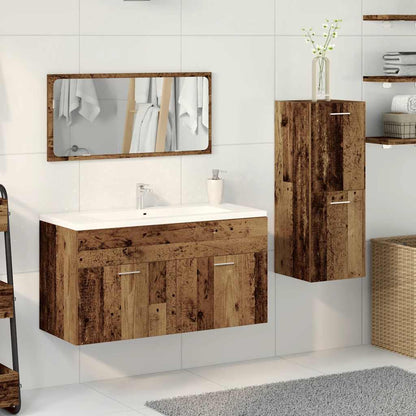 vidaXL 3-tlg. Badmöbel-Set Altholz-Optik Holzwerkstoff