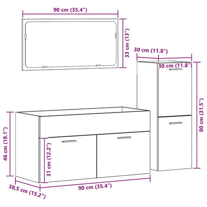 vidaXL 3-tlg. Badmöbel-Set Artisan-Eiche Holzwerkstoff