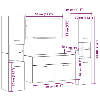 vidaXL 4-tlg. Badmöbel-Set Artisan-Eiche Holzwerkstoff