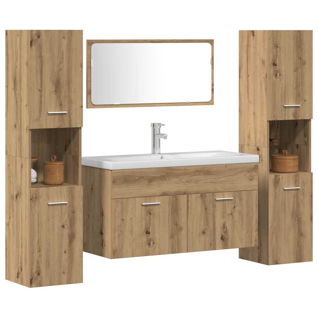 vidaXL 4-tlg. Badmöbel-Set Artisan-Eiche Holzwerkstoff