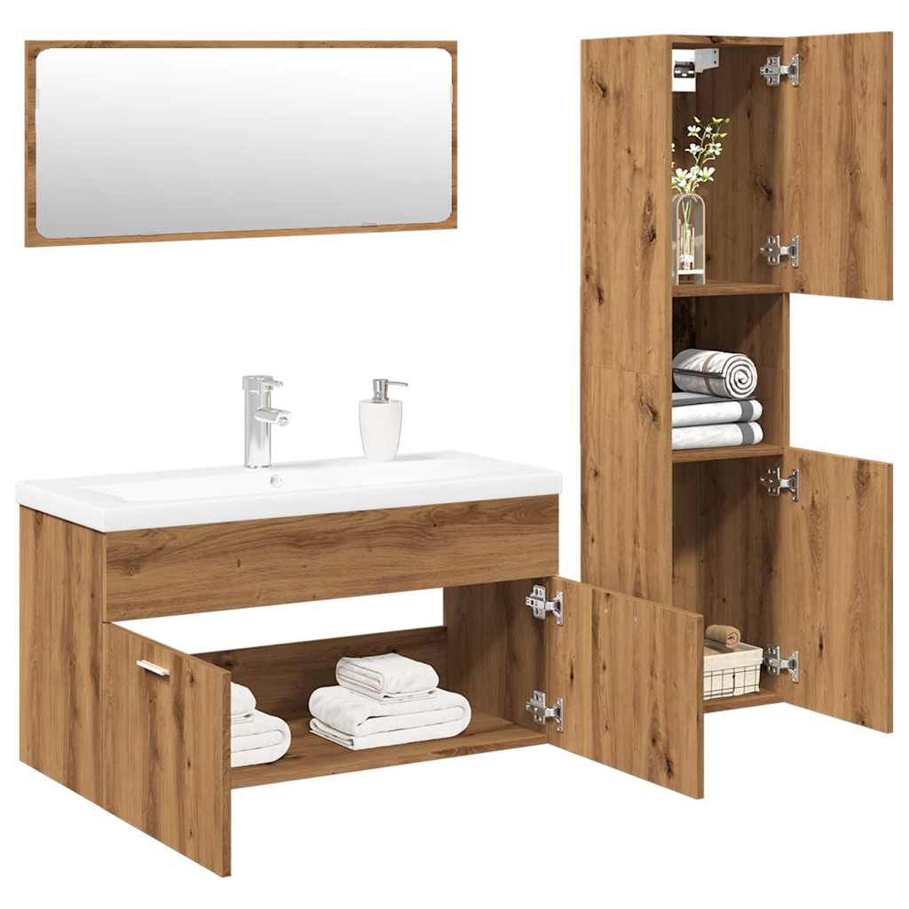 vidaXL 4-tlg. Badmöbel-Set Artisan-Eiche Holzwerkstoff