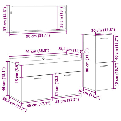 vidaXL 4-tlg. Badmöbel-Set Artisan-Eiche Holzwerkstoff