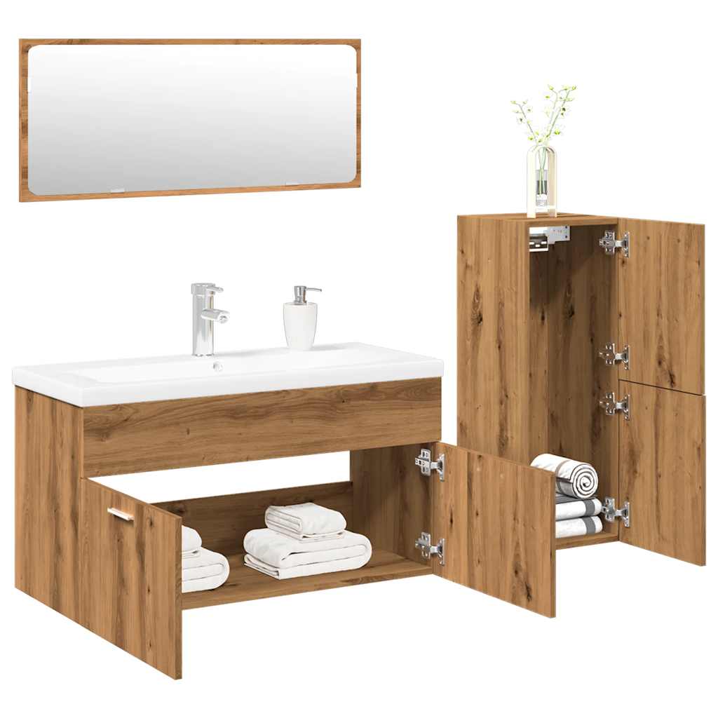 vidaXL 4-tlg. Badmöbel-Set Artisan-Eiche Holzwerkstoff