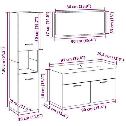 vidaXL 5-tlg. Badmöbel-Set Altholz-Optik Holzwerkstoff