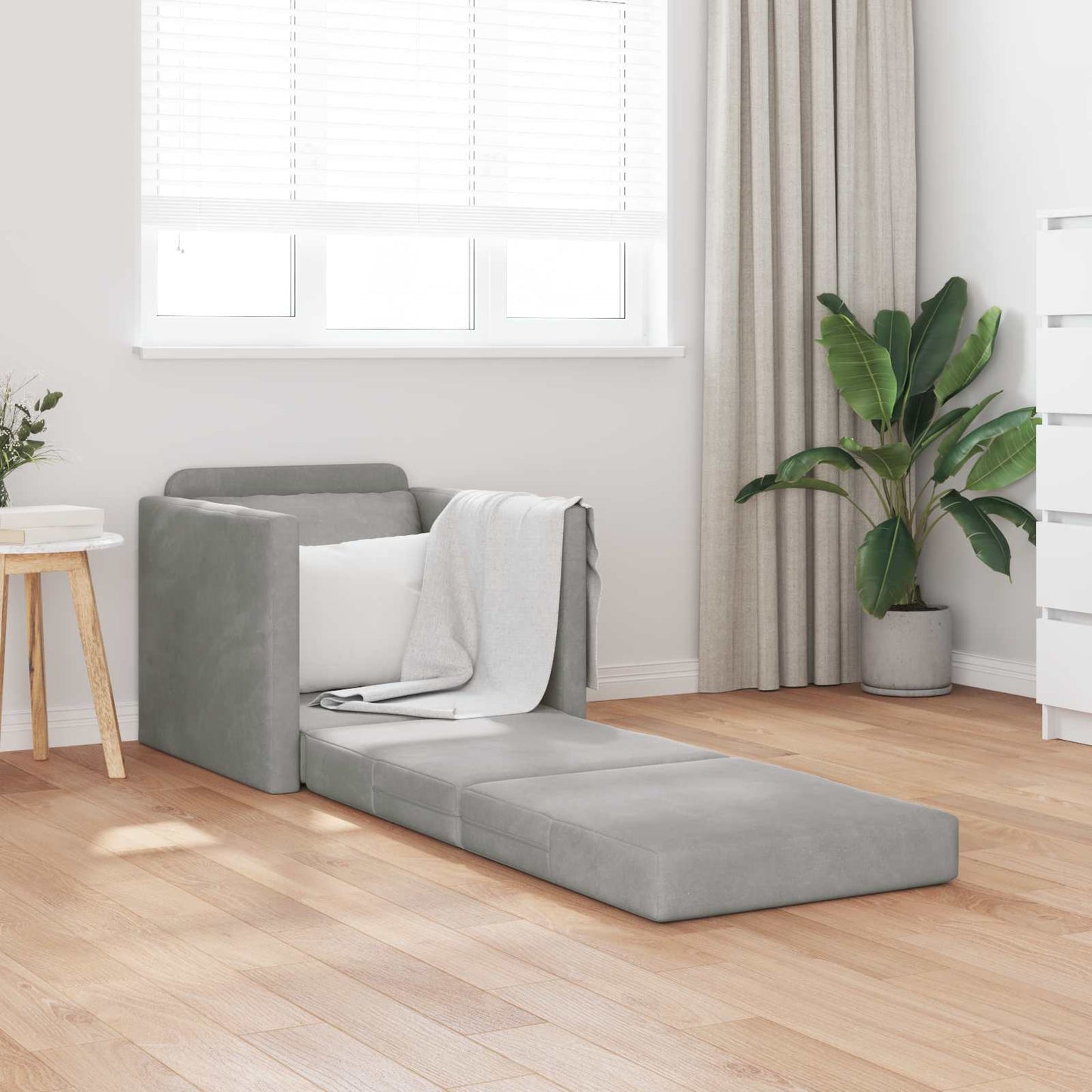 vidaXL Canapé-Lit 60 cm Gris Clair Velours