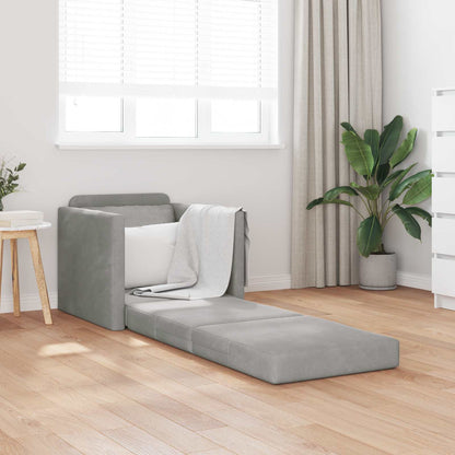 vidaXL Canapé-Lit 60 cm Gris Clair Velours