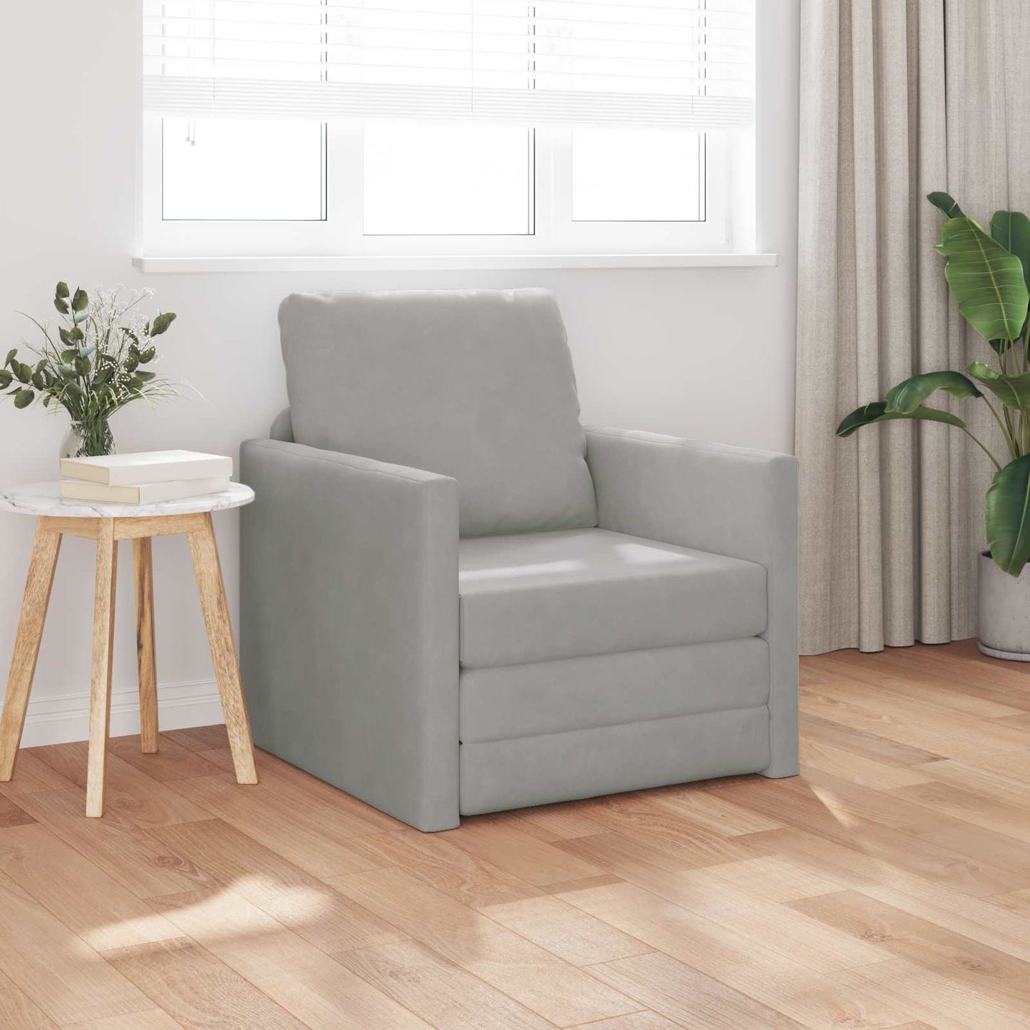 vidaXL Canapé-Lit 60 cm Gris Clair Velours
