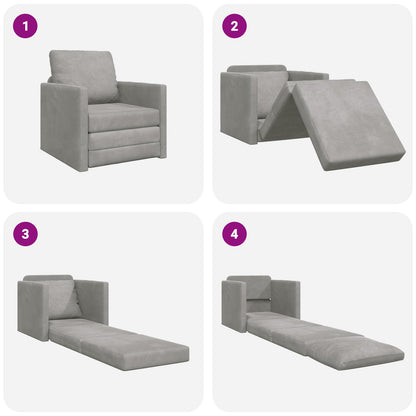 vidaXL Canapé-Lit 60 cm Gris Clair Velours