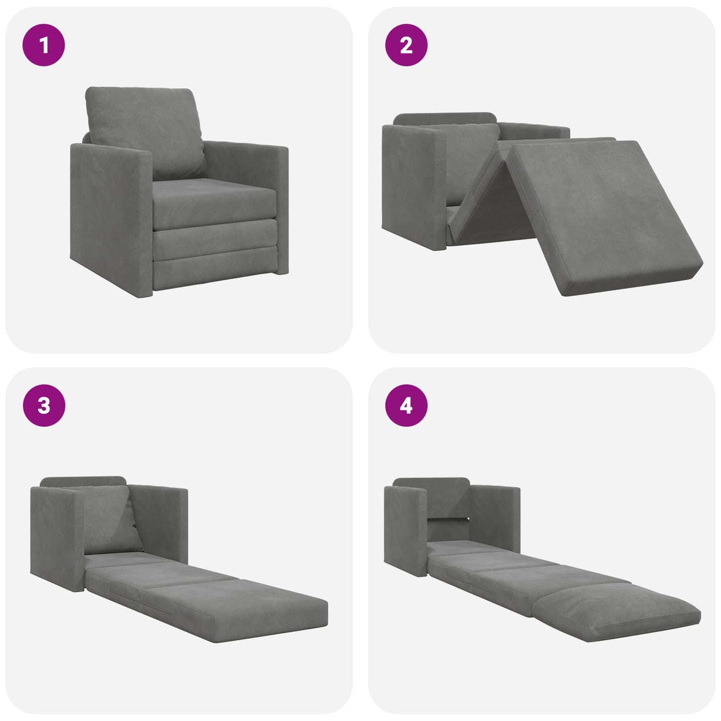 vidaXL Canapé-lit 60 cm Gris foncé Velours