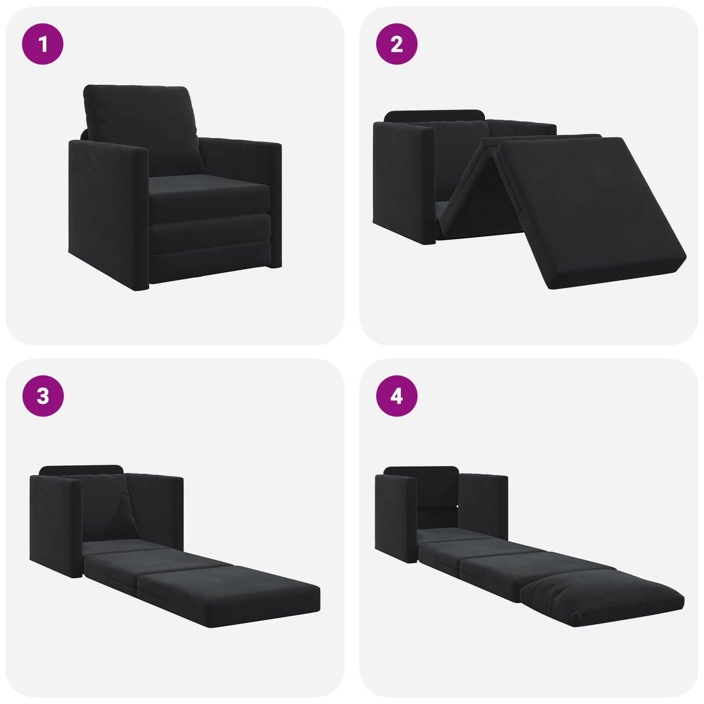 vidaXL Schlafsofa Schwarz 74 x 77 x 81 cm Samt