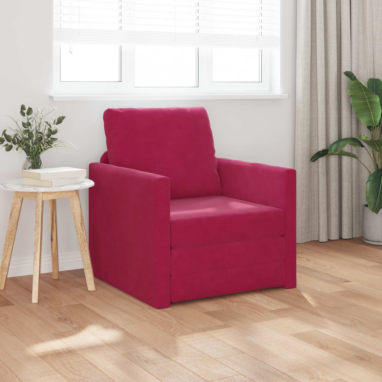 vidaXL Canapé convertible 60 cm Velours Rouge vin