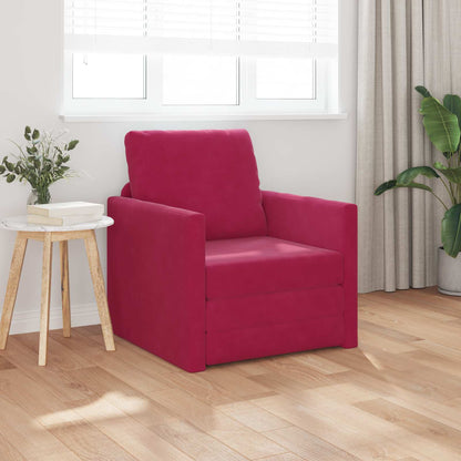 vidaXL Canapé convertible 60 cm Velours Rouge vin