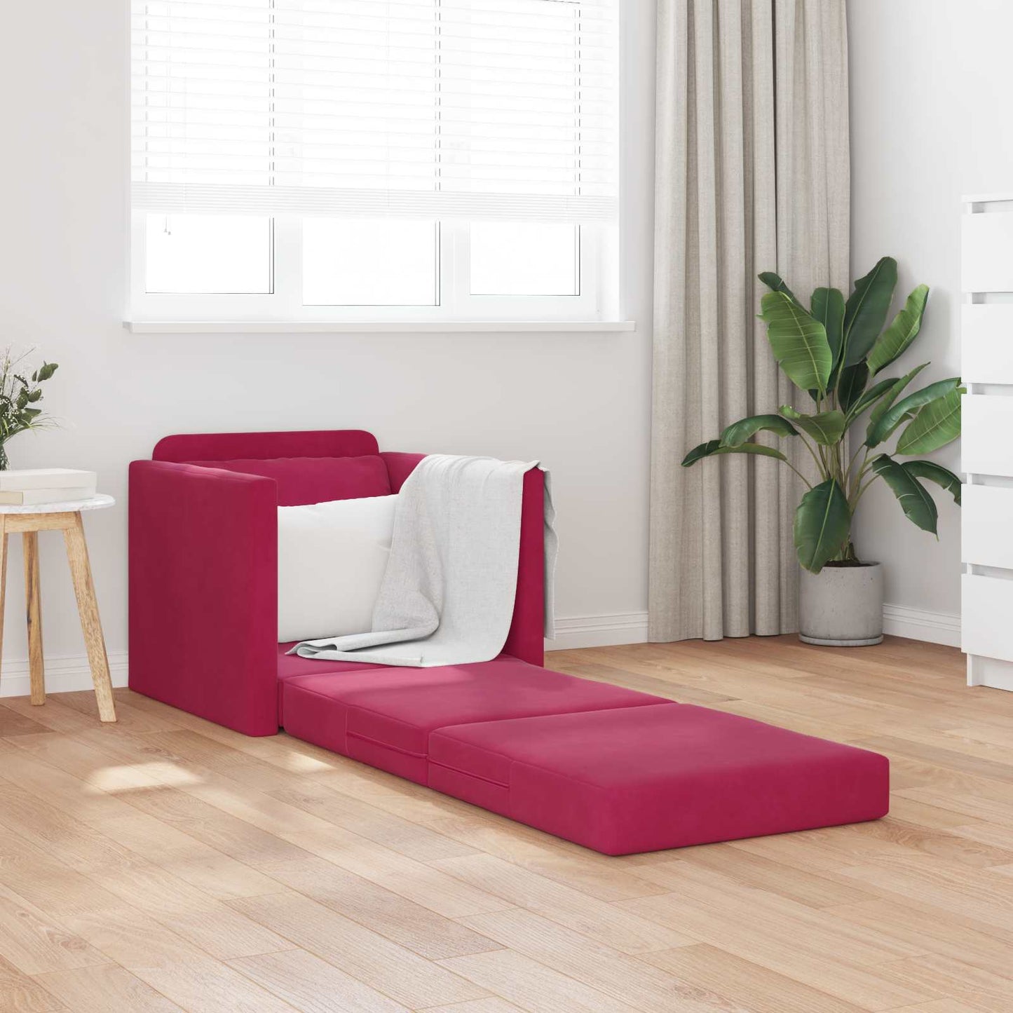 vidaXL Canapé convertible 60 cm Velours Rouge vin