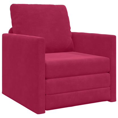 vidaXL Canapé convertible 60 cm Velours Rouge vin