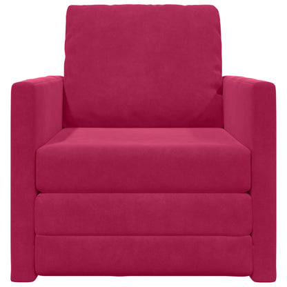 vidaXL Canapé convertible 60 cm Velours Rouge vin