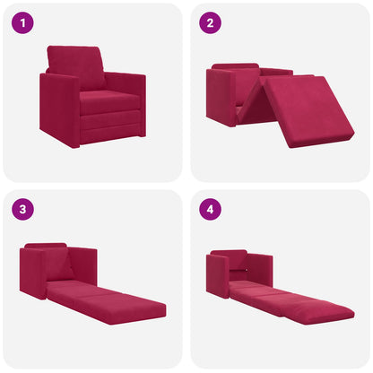 vidaXL Canapé convertible 60 cm Velours Rouge vin