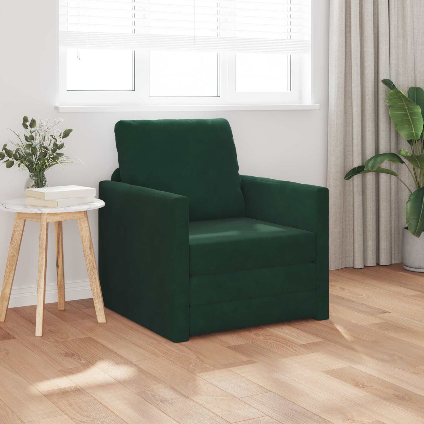 vidaXL Canapé-lit 60cm Velours Vert Foncé