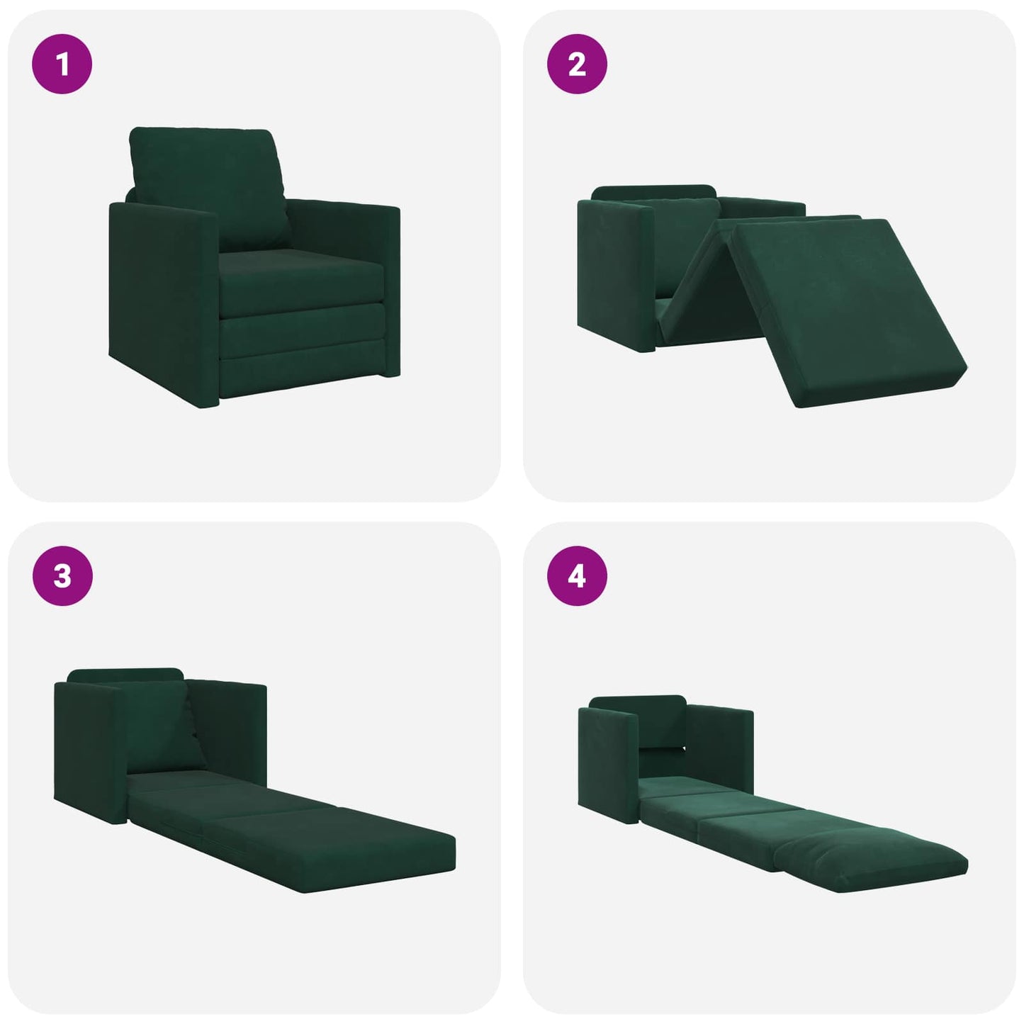 vidaXL Canapé-lit 60cm Velours Vert Foncé