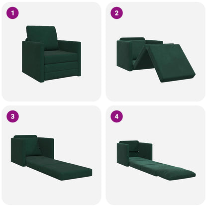 vidaXL Canapé-lit 60cm Velours Vert Foncé