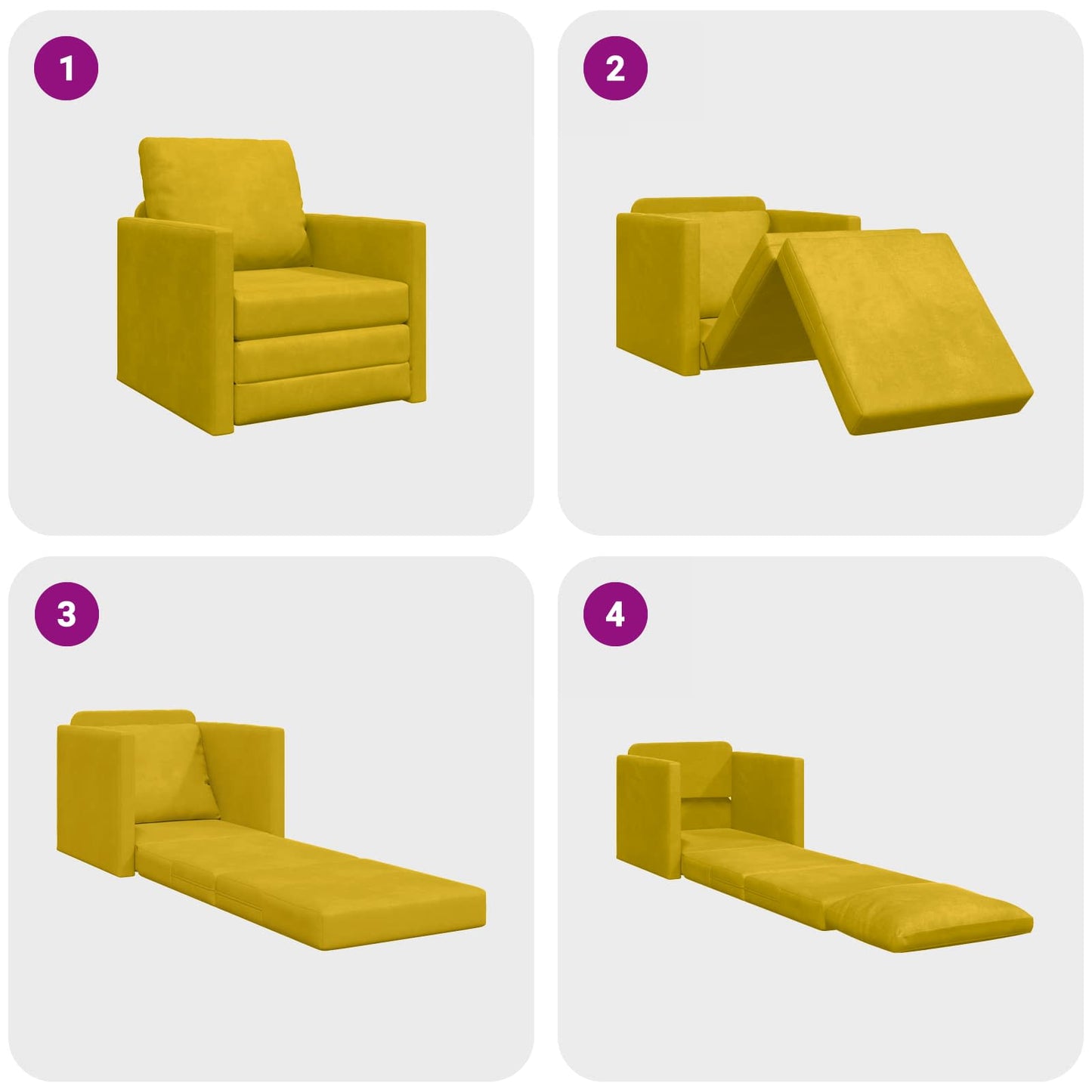 vidaXL Canapé-lit 60 cm Jaune foncé Velours