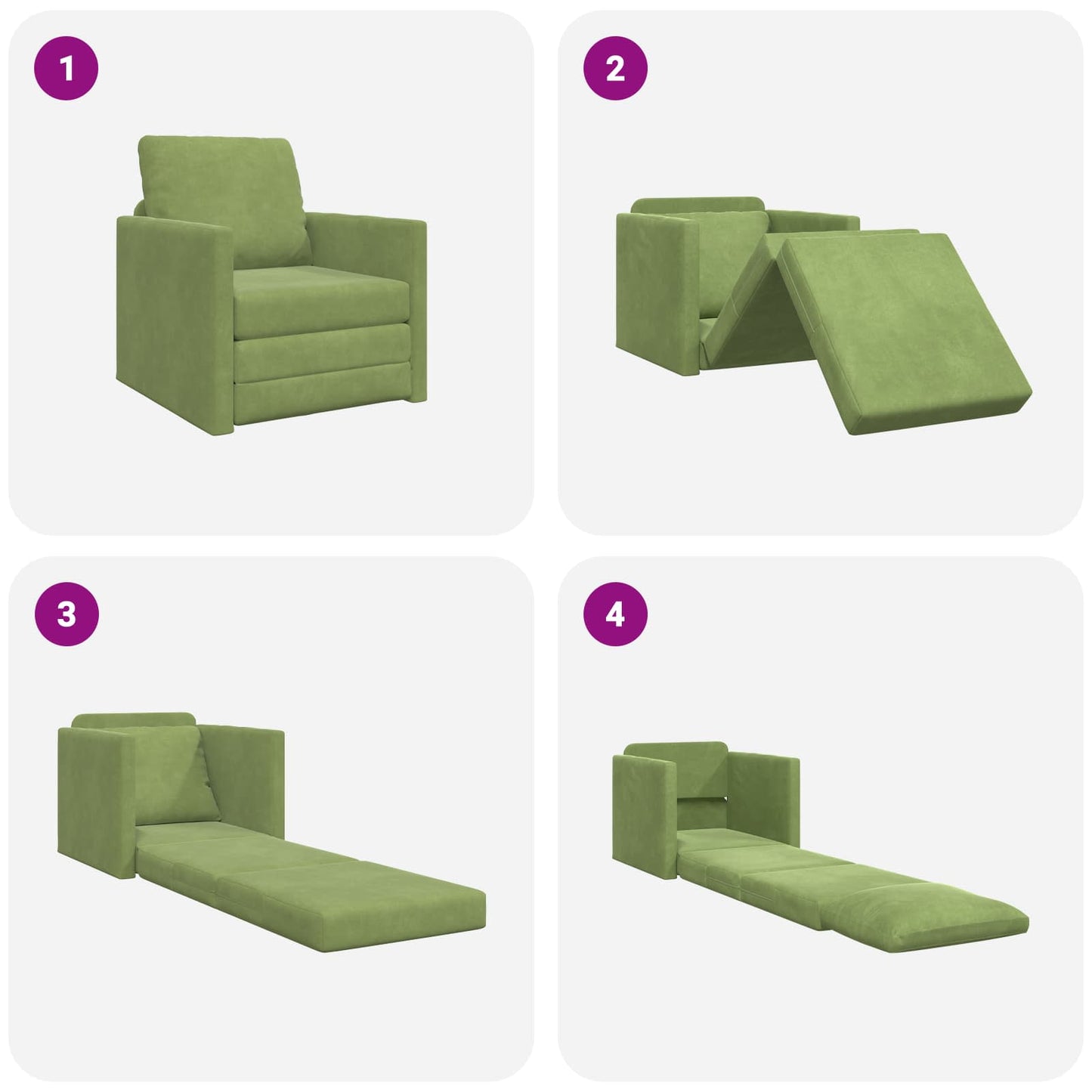 vidaXL Canapé-lit 60cm Vert clair Velours