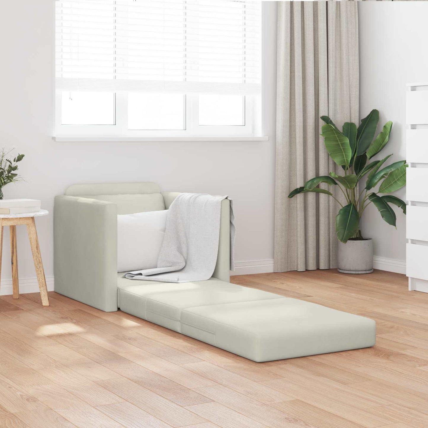 vidaXL Canapé-lit 60 cm Crème Velours