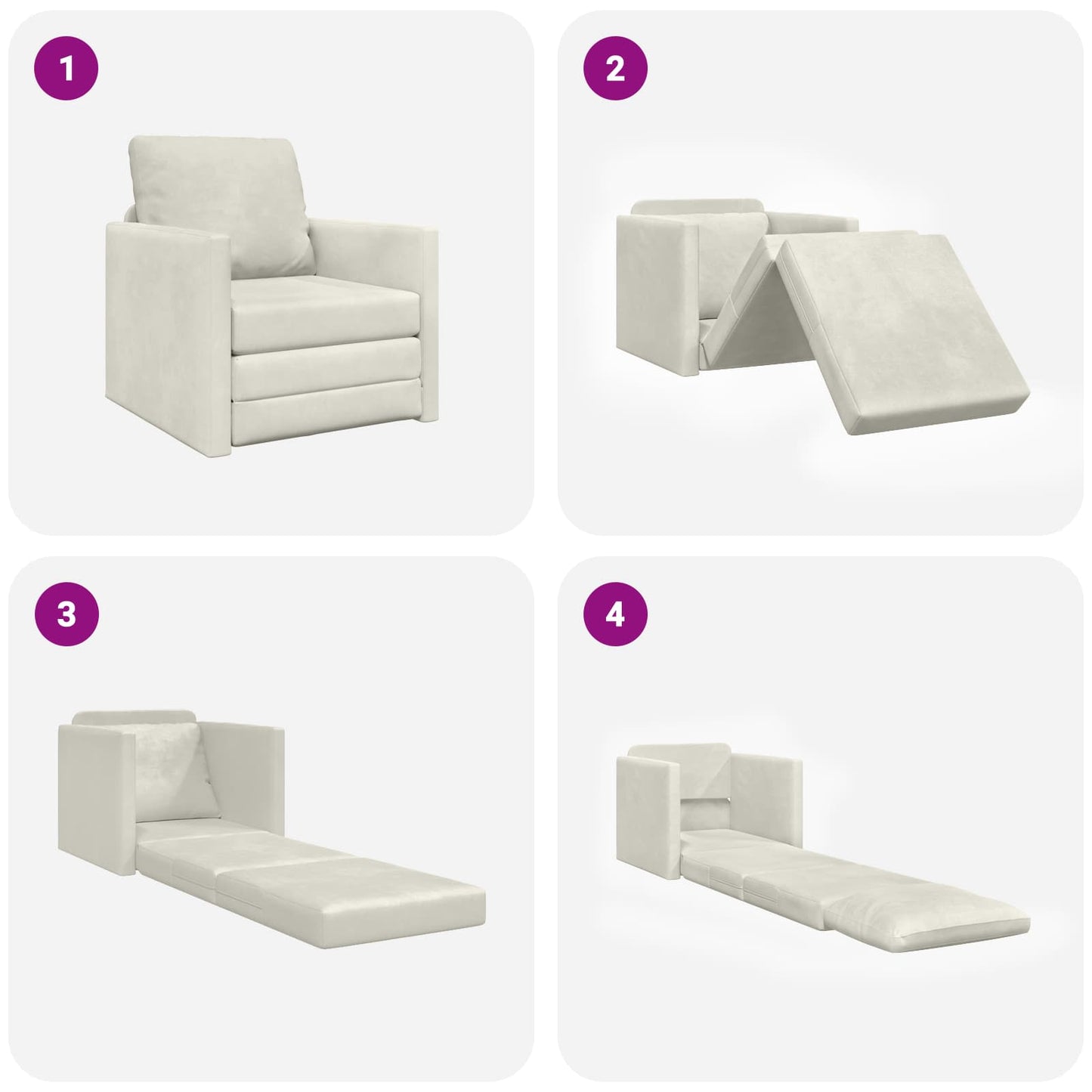 vidaXL Canapé-lit 60 cm Crème Velours