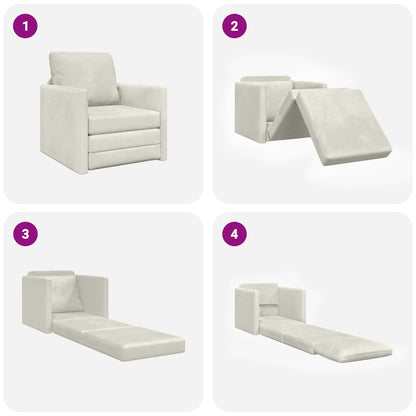 vidaXL Canapé-lit 60 cm Crème Velours