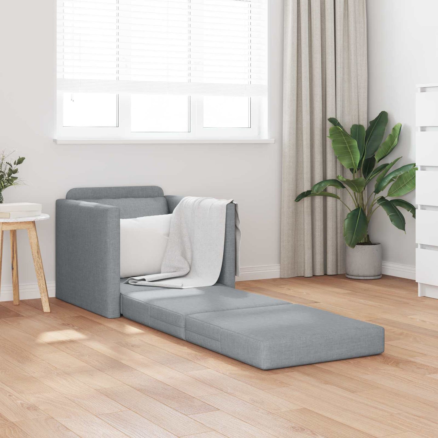vidaXL Canapé convertible 60 cm Gris clair Tissu