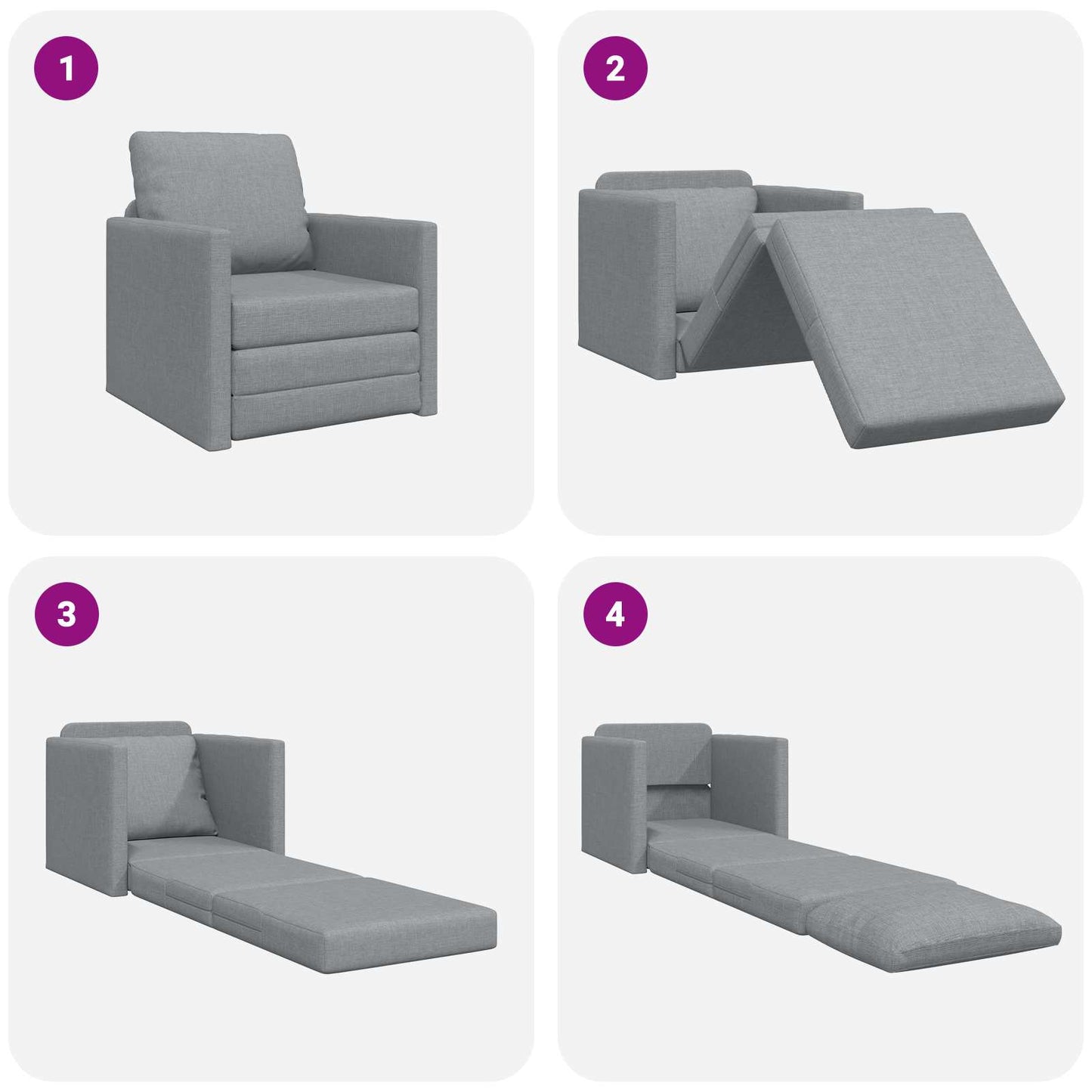 vidaXL Canapé convertible 60 cm Gris clair Tissu