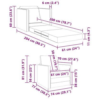 vidaXL Canapé convertible 60 cm Gris clair Tissu