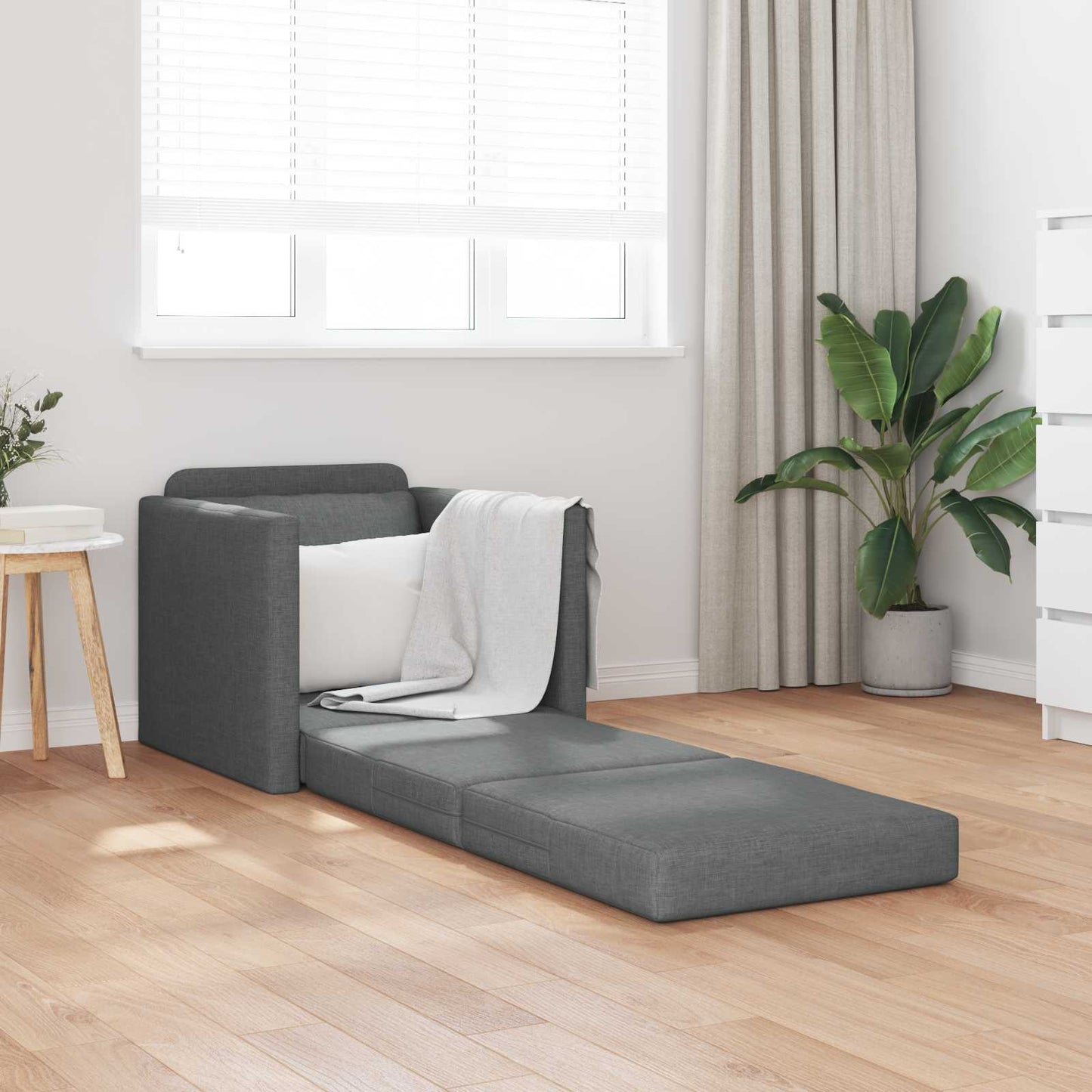 vidaXL Canapé-lit 60 cm Gris foncé Tissu