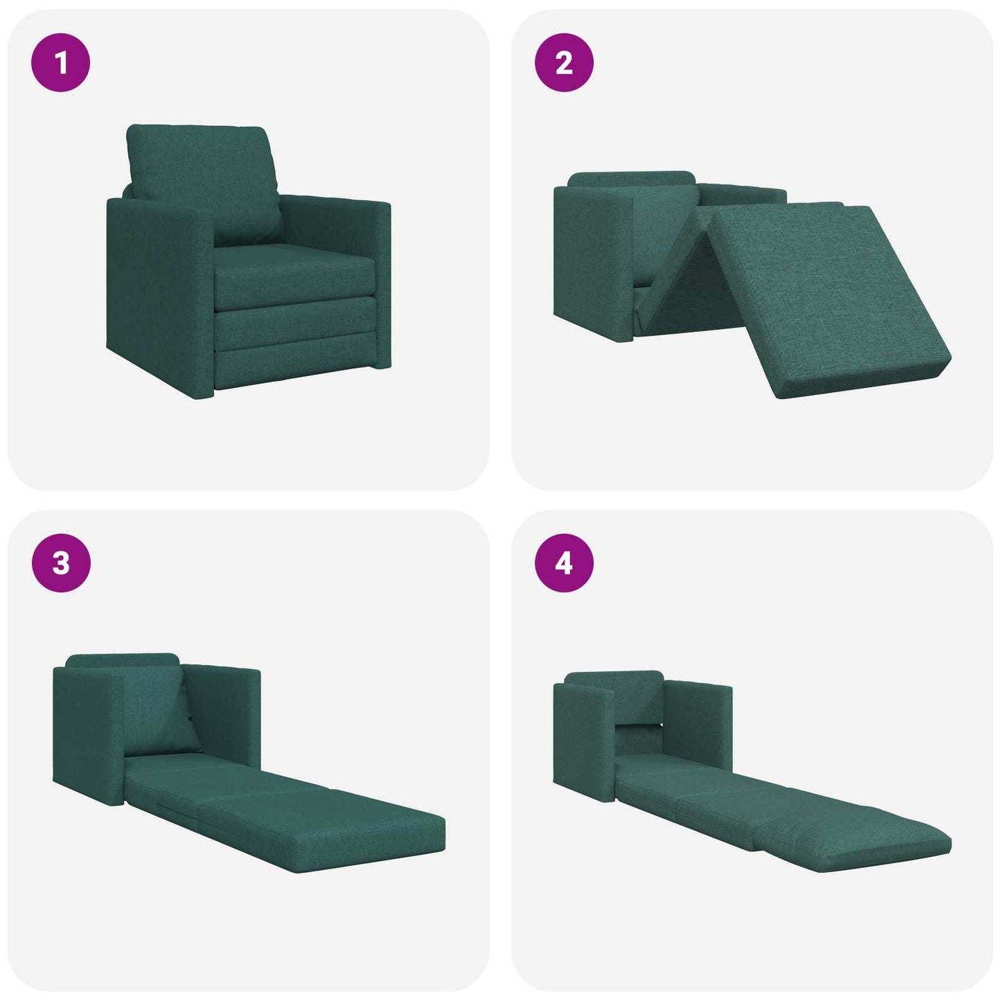 vidaXL Canapé-lit 60 cm Vert foncé Tissu