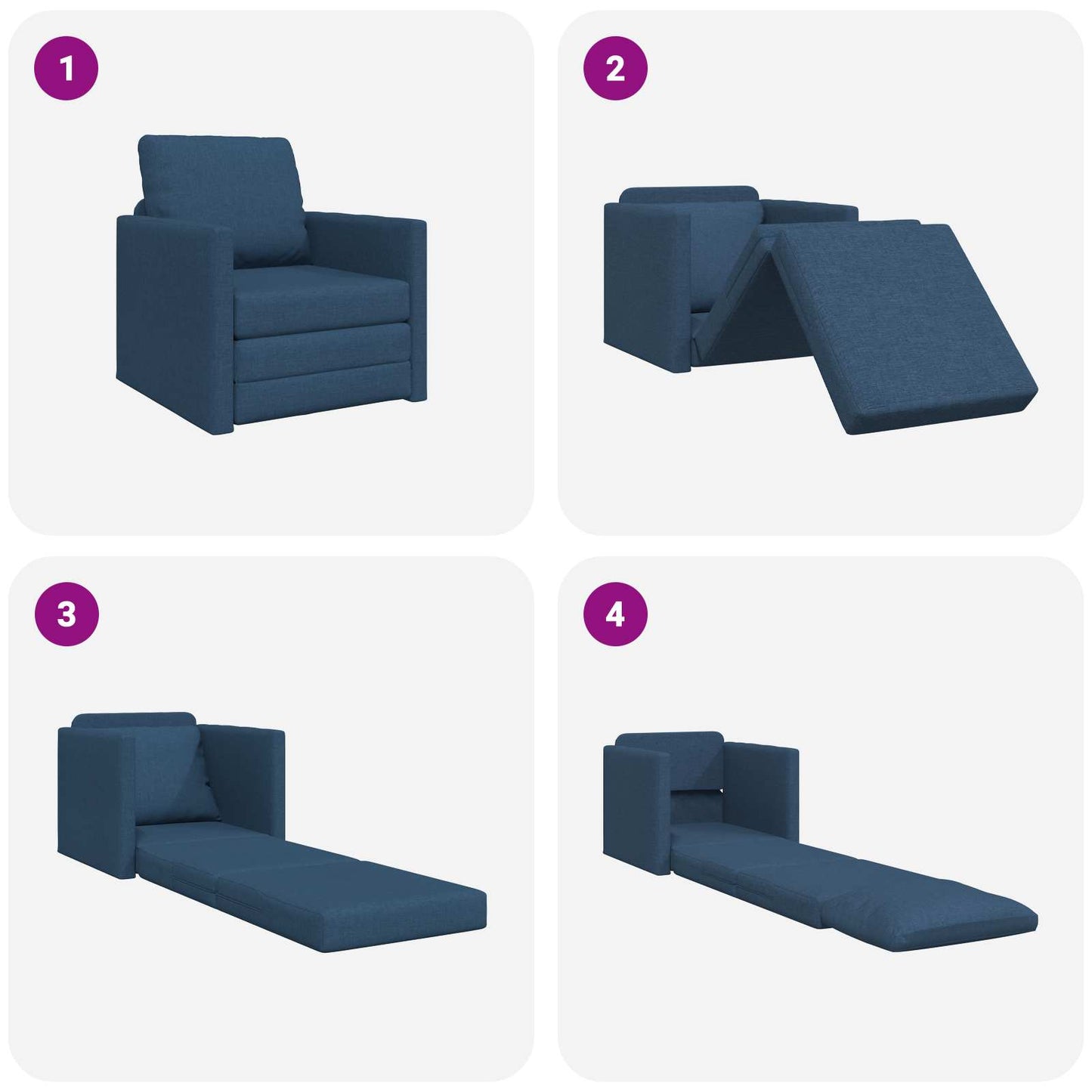vidaXL Canapé-lit 60 cm Bleu Tissu