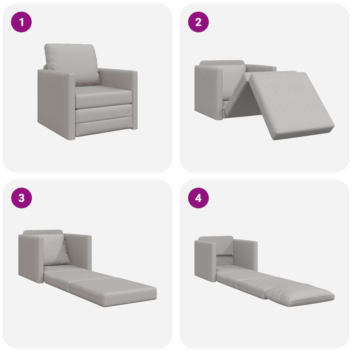 vidaXL Canapé-lit 60 cm Gris nuage Tissu
