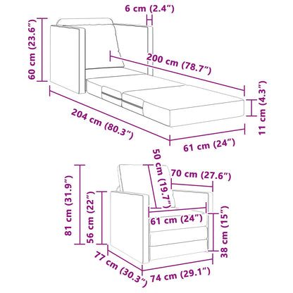 vidaXL Canapé-lit 60 cm Gris nuage Tissu