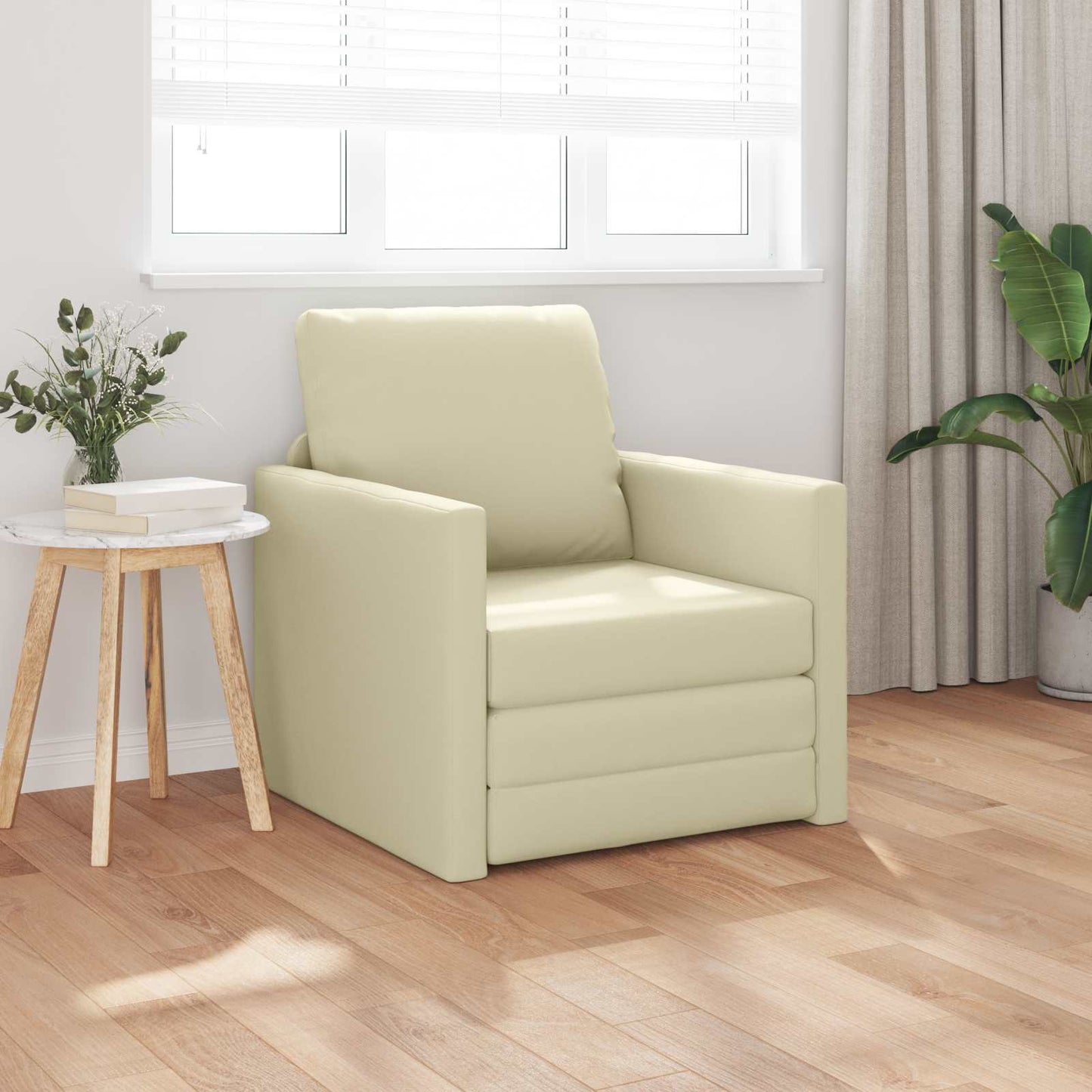 vidaXL Canapé-lit 60 cm Crème Similicuir