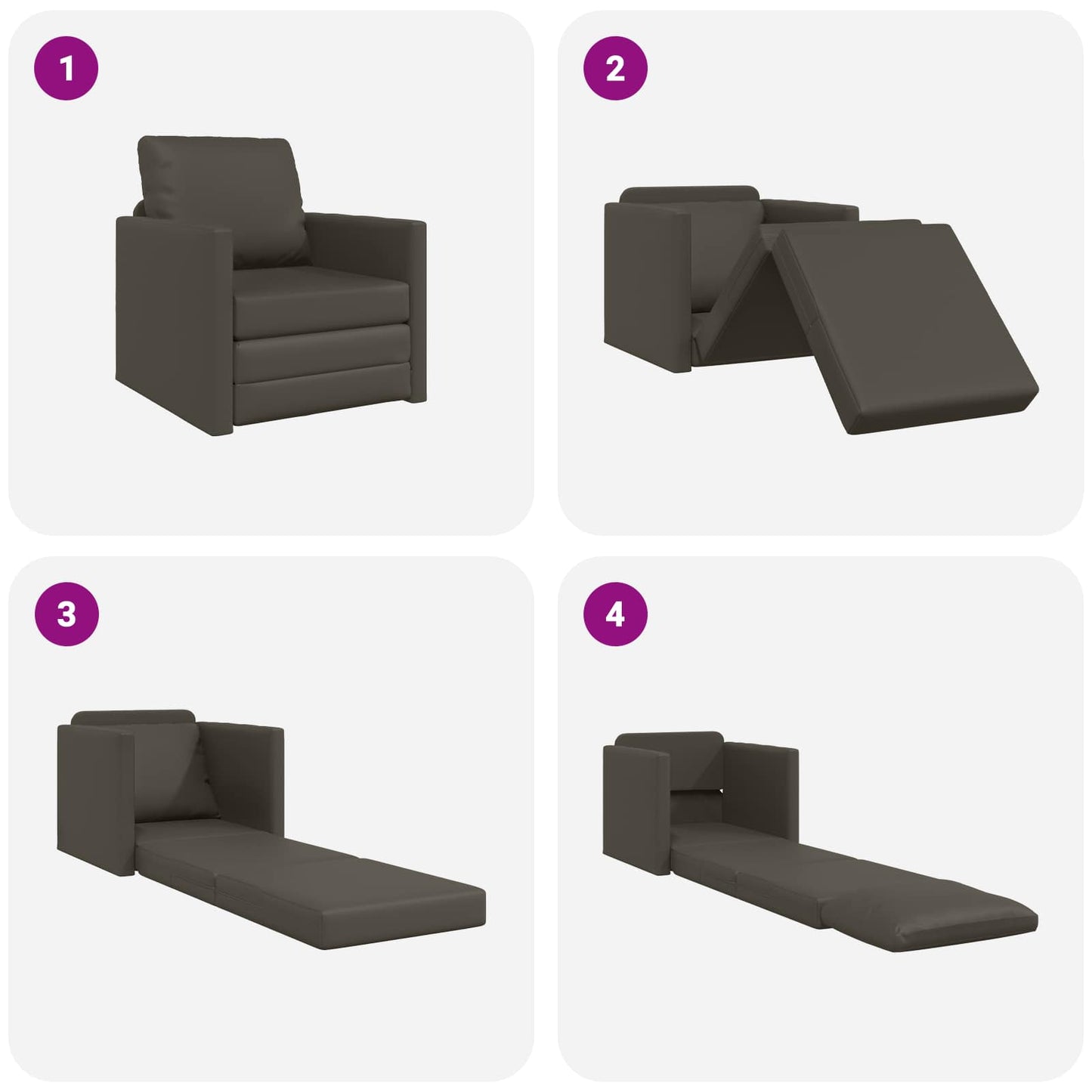 vidaXL Canapé-lit 60 cm Gris Similicuir